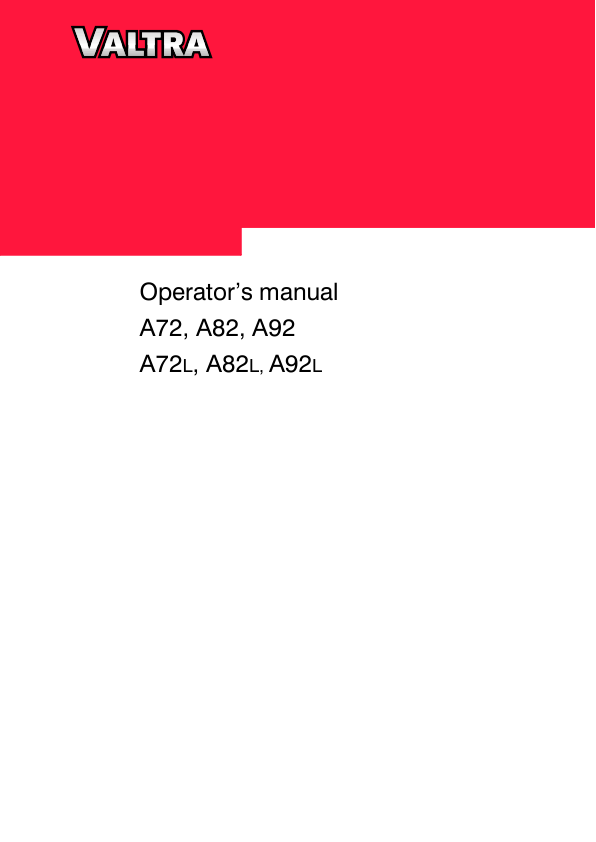 Valtra A72 A82 A92 A72L A82L A92L Tractor Operators Manual - Image 2