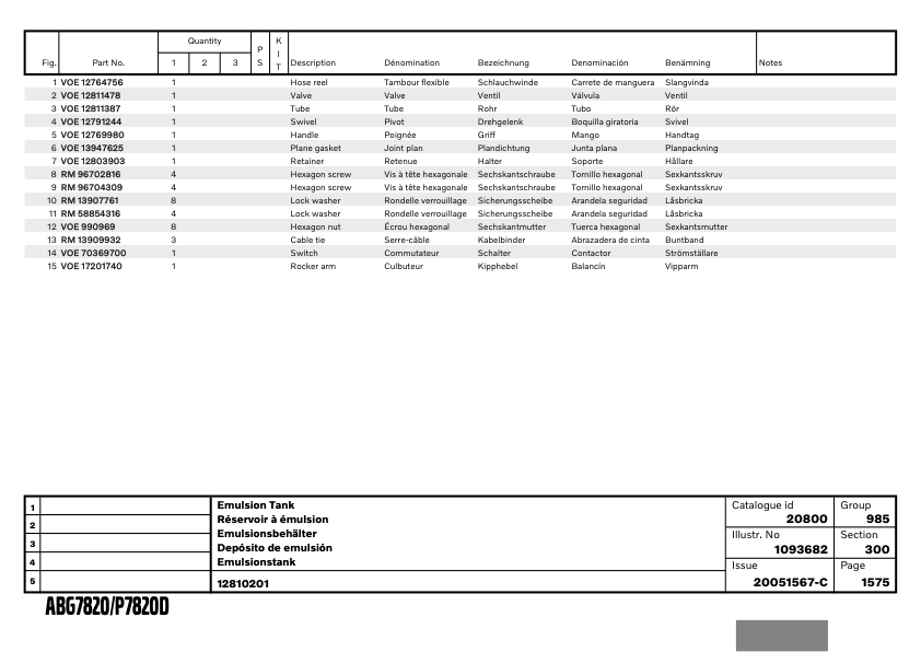 Volvo ABG7820 P7820D Tracked Paver Parts Catalog SN 7200000-725000 20051567C - Image 11