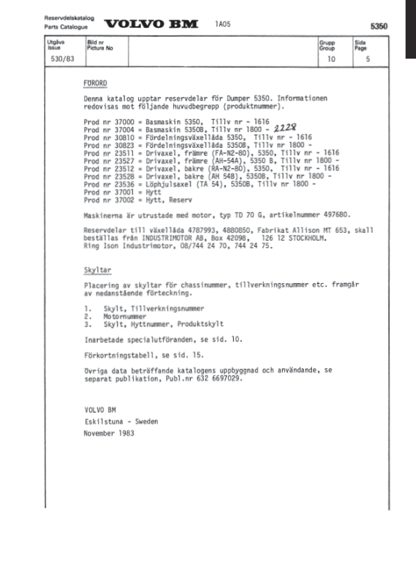 Volvo BM 5350 Articulated Dump Truck Parts Catalog VOE6316697232H - Image 6