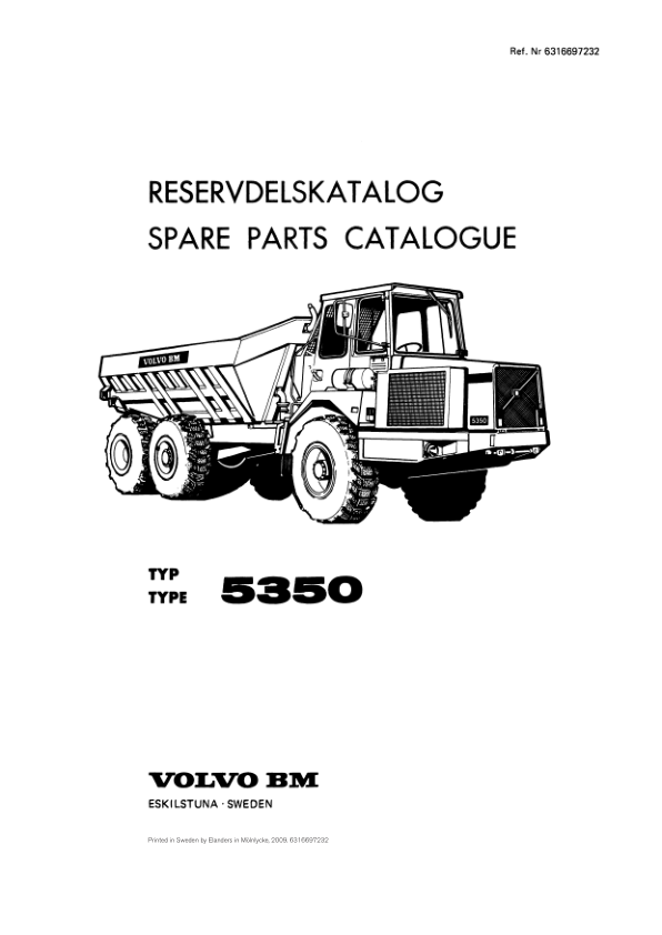 Volvo BM 5350 Articulated Dump Truck Parts Catalog VOE6316697232H - Image 2