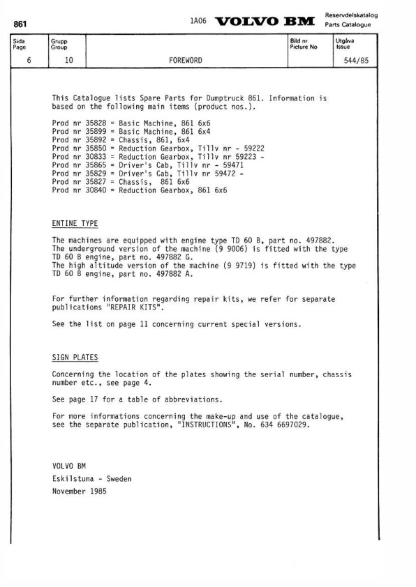 Volvo BM 861 Articulated Dump Truck Parts Catalog 6316697230 - Image 8