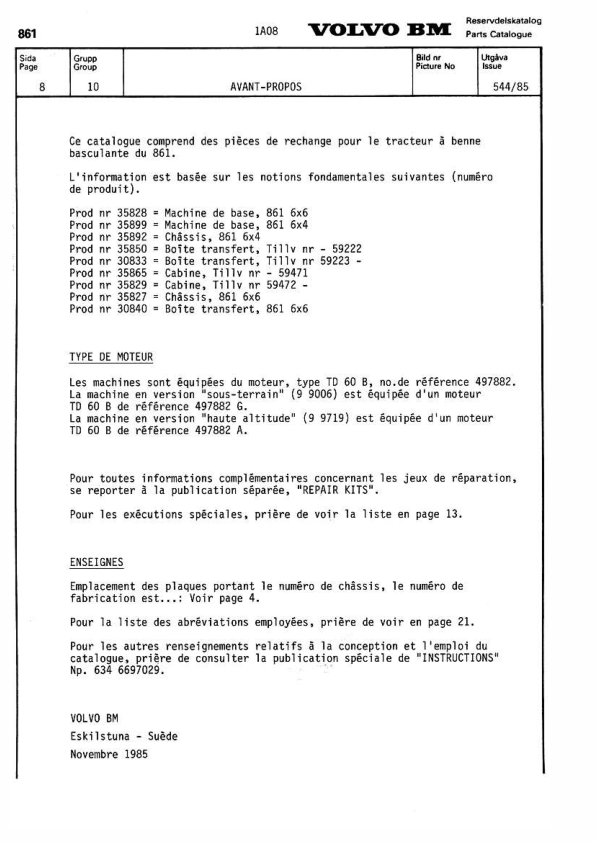 Volvo BM 861 Articulated Dump Truck Parts Catalog 6316697230 - Image 3