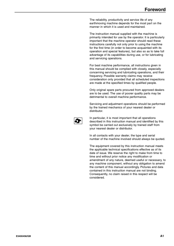 Volvo EC15 Type 265 XR Excavator Operators Manual E5400456GB - Image 4