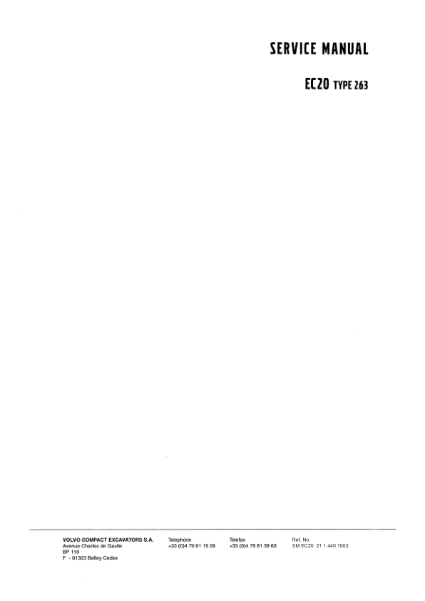 Volvo EC20 Type 263 Excavator Operators Manual VOE2114401003h - Image 2