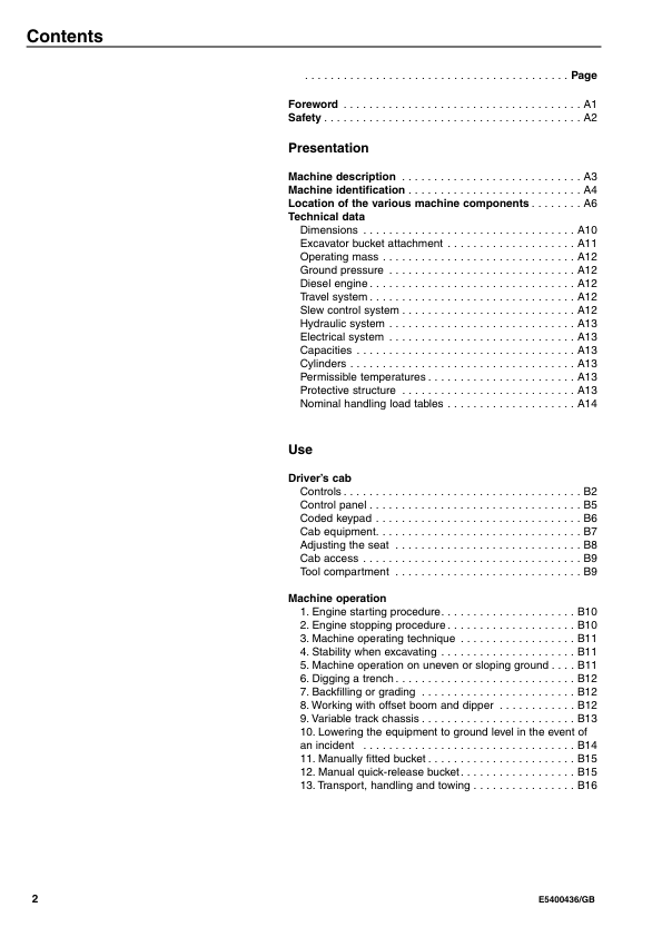 Volvo EC20 Type 263 XT XTV Excavator Operators Manual E5400436GB - Image 4