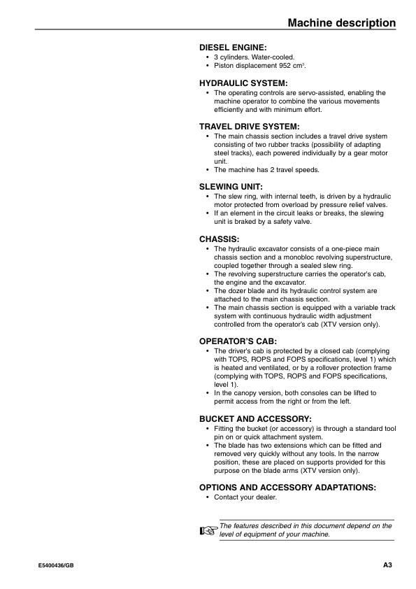 Volvo EC20 Type 263 XT XTV Excavator Operators Manual E5400436GB - Image 7