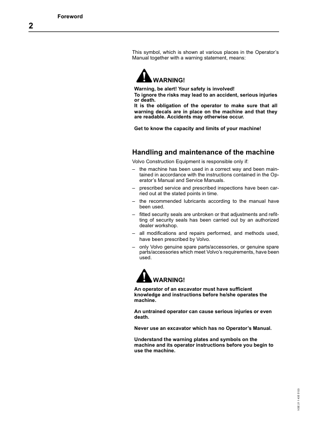Volvo EC210B Excavator Operators Manual 2114355133 - Image 4