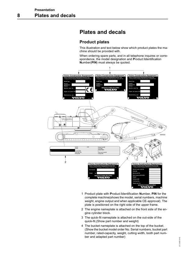 Volvo EC240 Excavator Operators Manual VOE2134355115H - Image 8