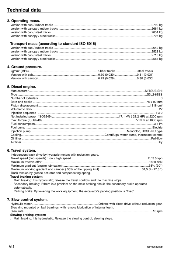Volvo EC25 Type 281 Excavator Operators Manual E5400522GB - Image 10