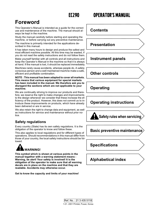 Volvo EC290 Excavator Operators Manual 2134355118 - Image 2