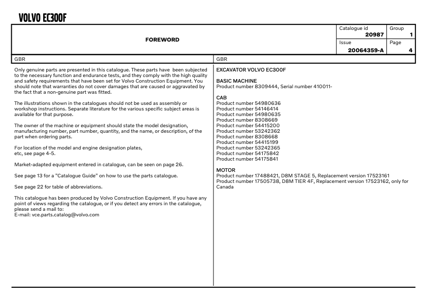 Volvo EC300F Excavator Parts Catalog SN 410011 and UP 20064359A - Image 5
