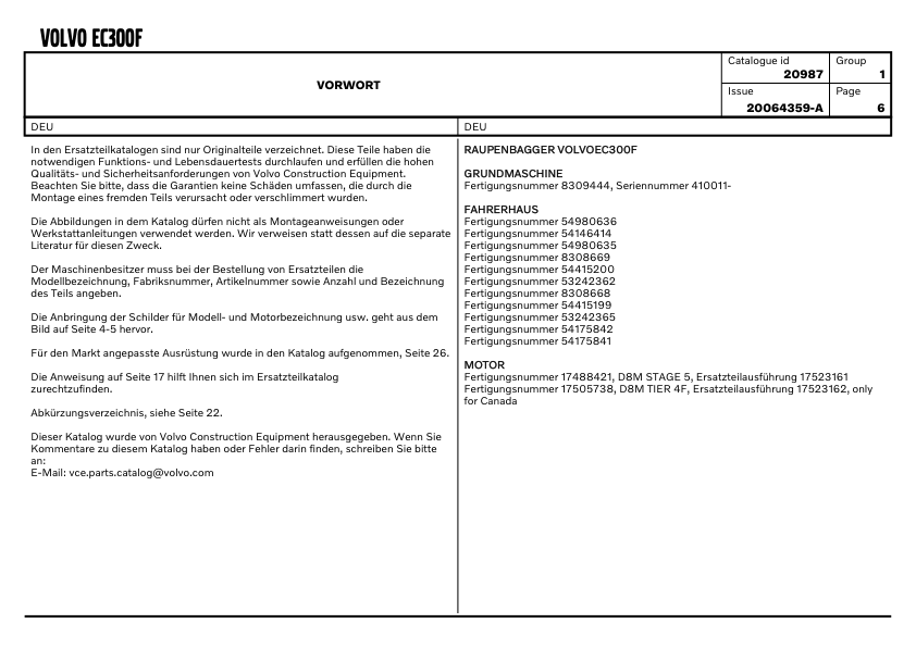 Volvo EC300F Excavator Parts Catalog SN 410011 and UP 20064359A - Image 7