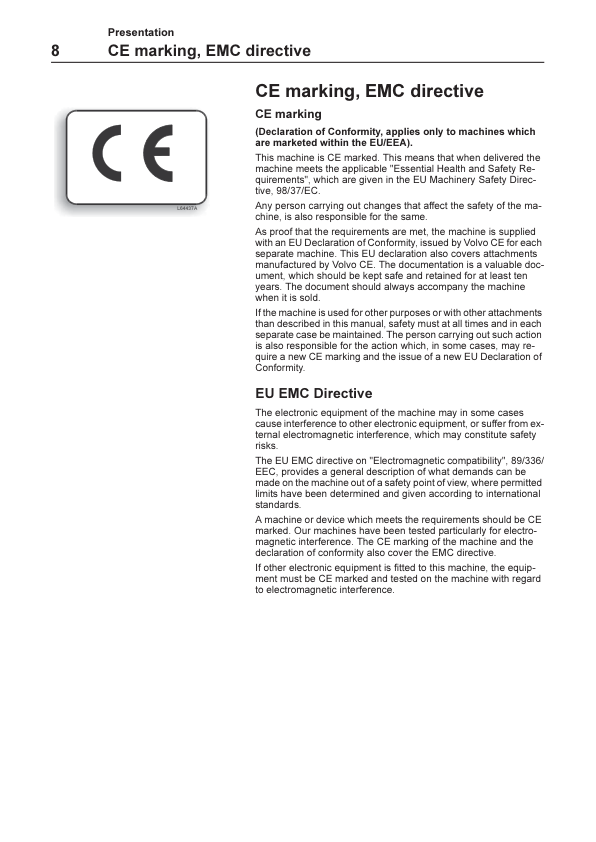 Volvo EW140 Excavator Operators Manual - Image 3