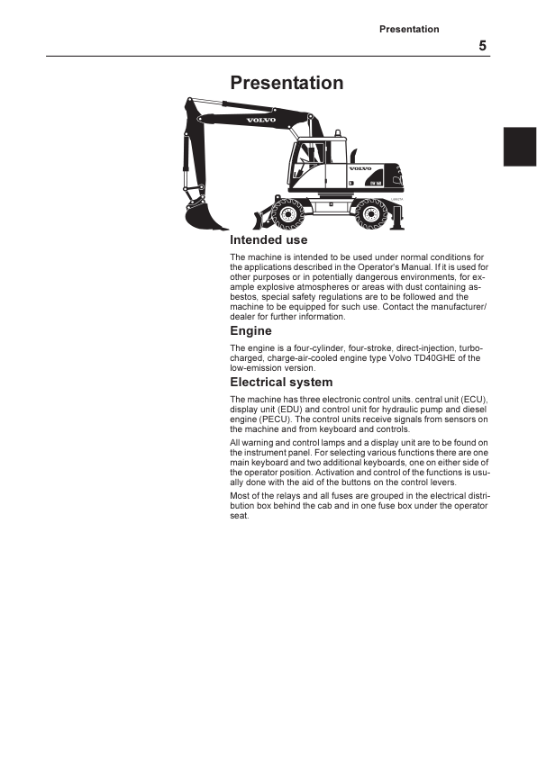Volvo EW140 Excavator Operators Manual - Image 6