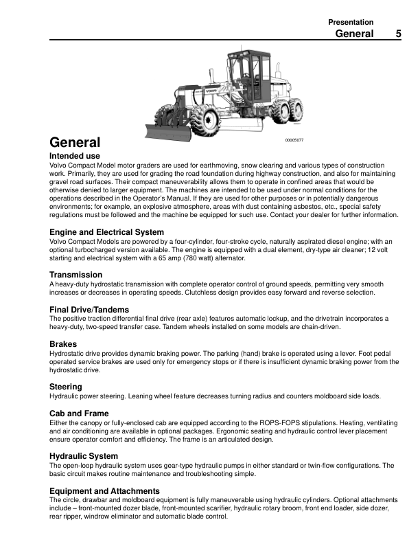Volvo G60 G66 G80 G86 Grader Operators Manual SN 201112 21161 and UP - Image 7