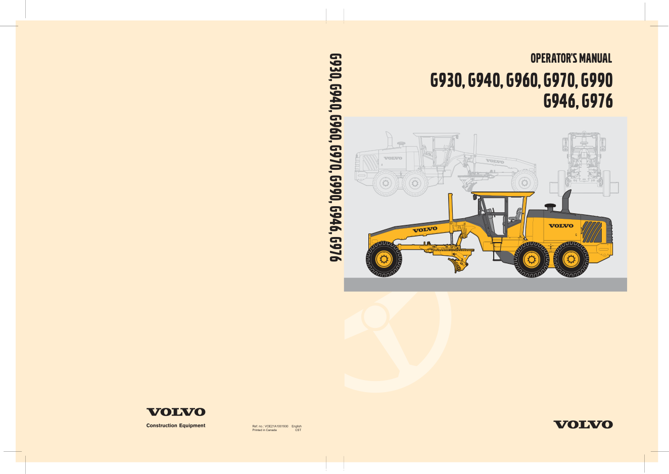 Volvo G930 G940 G960 G970 G990 G946 G976 Grader Operators Manual VOE21A1001930 - Image 2