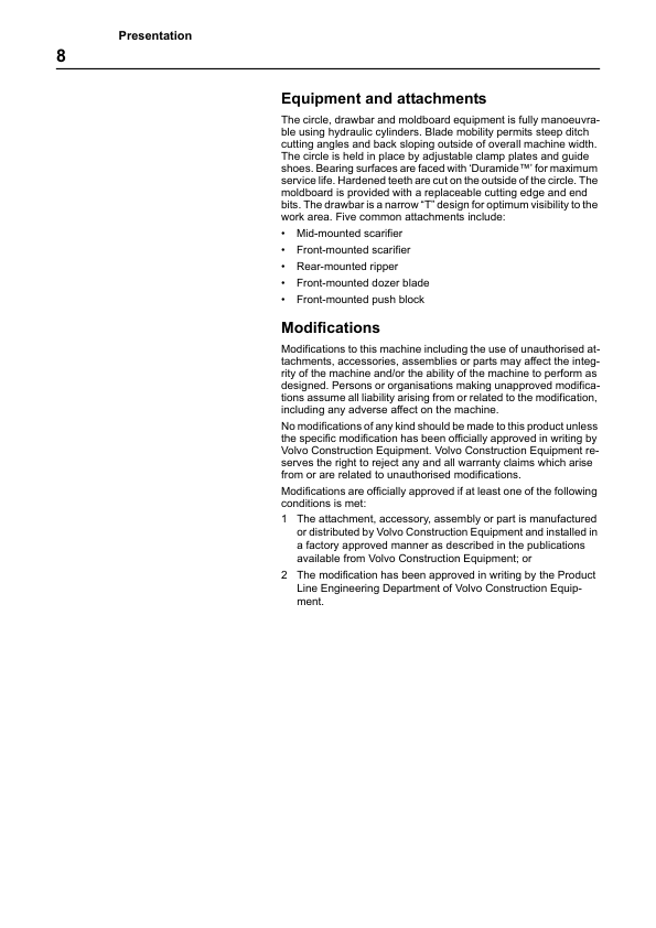 Volvo G930 G940 G960 G970 G990 G946 G976 Grader Operators Manual VOE21A1001930 - Image 3