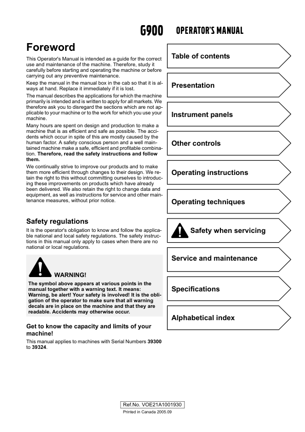 Volvo G930 G940 G960 G970 G990 G946 G976 Grader Operators Manual VOE21A1001930 - Image 4
