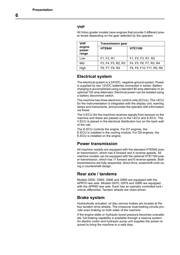 Volvo G930 G940 G960 G970 G990 G946 G976 Grader Operators Manual VOE21A1001930 - Image 7