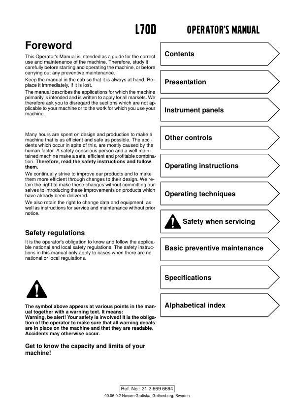 Volvo L70D Wheel Loader Operators Manual 2126696694 - Image 2