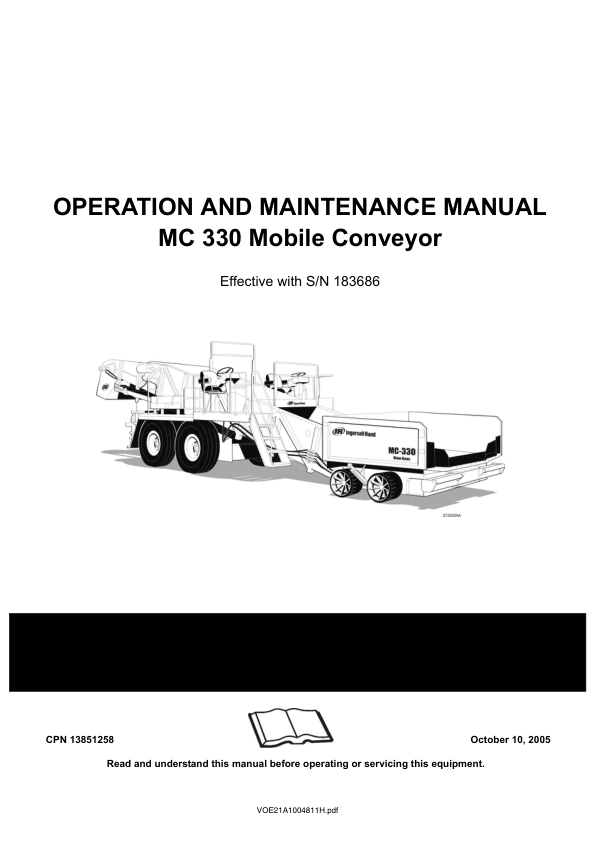Volvo MC330 Mobile Conveyor Operators Manual SN 183686 and UP VOE21A1004811h - Image 2