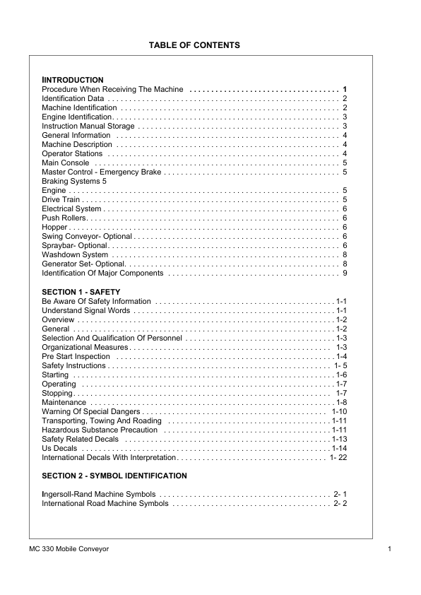 Volvo MC330 Mobile Conveyor Operators Manual SN 183686 and UP VOE21A1004811h - Image 4