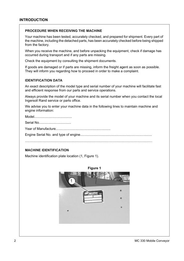 Volvo MC330 Mobile Conveyor Operators Manual SN 183686 and UP VOE21A1004811h - Image 3