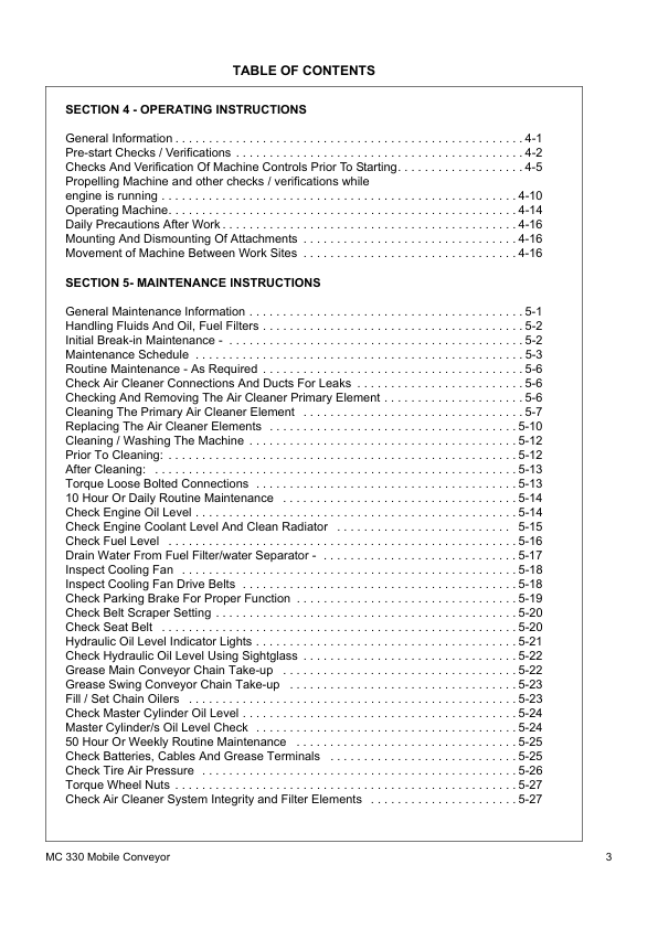 Volvo MC330 Mobile Conveyor Operators Manual SN 183686 and UP VOE21A1004811h - Image 6