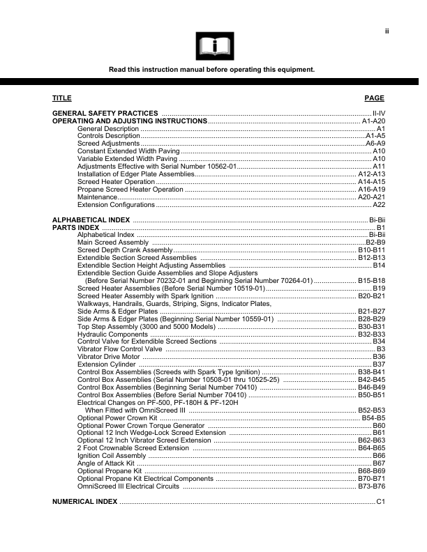 Volvo OMNI IIIA Screed Operators Manual - Image 5