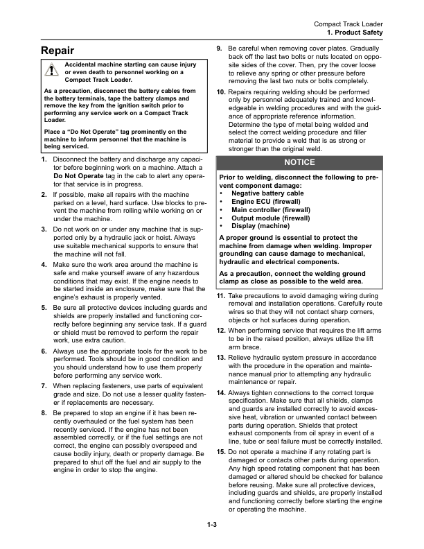 asv RT-135 Max Compact Track Loader Service Manual - Image 9