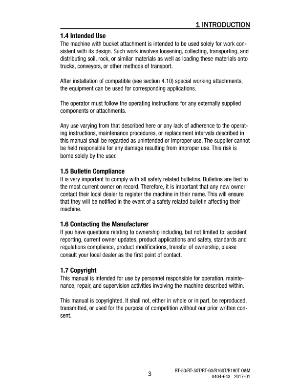 asv RT-50 RT-50T RT-60 R160T R190T Rubber Track Loader Operation and Maintenance Manual - Image 6