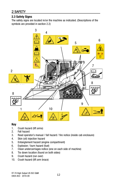 asv VT-70 High Out Rubber Truck Loader Operation and Maintenance Manual - Image 9