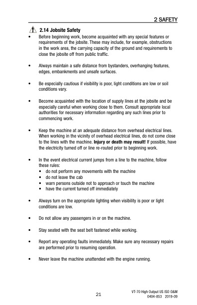 asv VT-70 High Out Rubber Truck Loader Operation and Maintenance Manual - Image 10