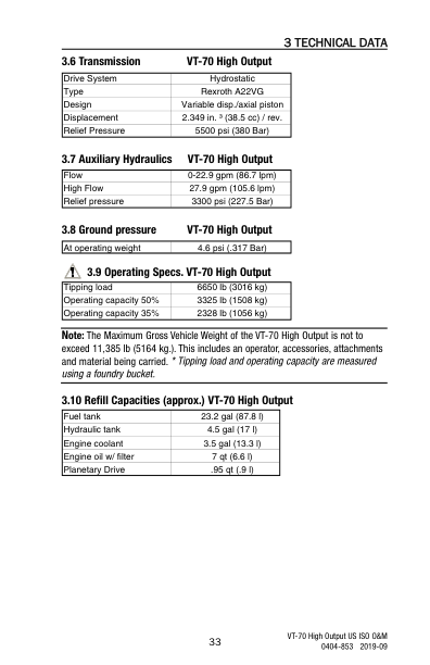 asv VT-70 High Out Rubber Truck Loader Operation and Maintenance Manual - Image 11