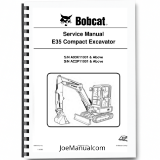 Bobcat E35 Compact Excavator Service Manual A93K AC2P 2013 Printed Book